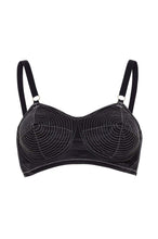 Load image into Gallery viewer, Bettie Page Black/Peach Spiral Stitch Bullet Bra A - F