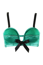 Load image into Gallery viewer, Bettie Page Emerald Green Spiral Stitch Overwire Bra A - F