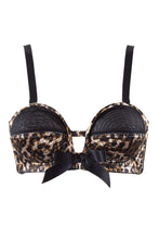 Load image into Gallery viewer, Bettie Page Leopard/Black Spiral Stitch Overwire Bra A - F