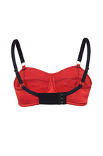 Load image into Gallery viewer, Bettie Page Red/Black Spiral Stitch Bullet Bra A - DD