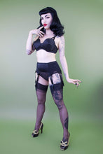 Load image into Gallery viewer, bettie page retro bullet bra pointed bra cone bra futuristic black 50s vintage
