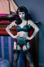 Load image into Gallery viewer, Bettie Page Teal Retro Futuristic Bullet Bra