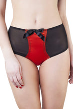Load image into Gallery viewer, Bettie Page Red/Black Z Stitch Highwaist Brief