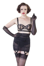 Load image into Gallery viewer, black mesh elbow length gloves bettie page retro burlesque vintage