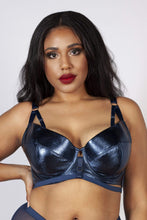 Load image into Gallery viewer, Gabi Fresh Kayla Metallic Leatherette Bra Midnight Blue B - H