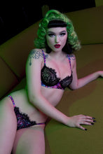 Load image into Gallery viewer, Peek & Beau Leonora Snake Print Satin and Lace Plunge Bra