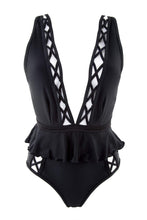 Load image into Gallery viewer, Peek & Beau Black Lattice Swimsuit