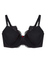 Load image into Gallery viewer, Fion Full Bust Black Satin and Lace Bra DD - H