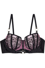 Load image into Gallery viewer, Emelda Lilac Ring detail FB satin and lace bra DD - H