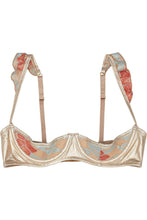 Load image into Gallery viewer, Peek & Beau Quinn Gold leatherette lace 1/4 Cup Bra A - E