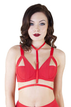 Load image into Gallery viewer, Juliet Red Harness Bra A-D Cups