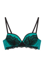 Load image into Gallery viewer, Kate Teal Satin Core Bra