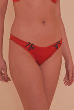 Load image into Gallery viewer, Arlene Red Satin Black Lace Brief