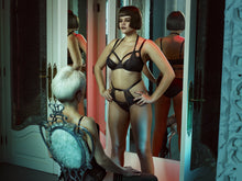 Load image into Gallery viewer, Effie Black Satin and Mesh Applique Brief