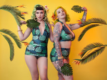 Load image into Gallery viewer, Collectif Green Palm Skirted swimsuit