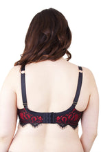 Load image into Gallery viewer, Bailey Red Net/Black Embroidery Lace Bra Curve