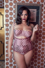 Load image into Gallery viewer, Beatrix Red Placement Stripe Demi Bra Curve