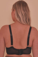 Load image into Gallery viewer, Aurora Black Mesh & Satin Crossover Longline Bra Curve