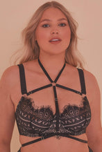 Load image into Gallery viewer, Sky Pearl Quarter Cup Lace Harness Curve Bra