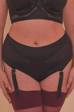 Load image into Gallery viewer, Aurora Black Mesh & Satin High Waist Brief Curve