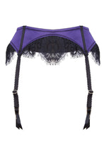 Load image into Gallery viewer, Sheba Purple Lace Suspender Belt Curve