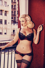 Load image into Gallery viewer, Karine Lace Overlay Bra Wine/Black DD-G Cups
