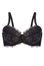 Load image into Gallery viewer, Mae Black Satin and Lace DD-H Bra