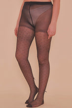 Load image into Gallery viewer, Dotty Seamed Tights With Bow Black UK 8 – 22