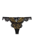 Load image into Gallery viewer, Jaquelina Mustard Contrast Crotchless Thong Core