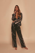 Load image into Gallery viewer, Wolf & Whistle Morgan Satin and lace tie front PJ set