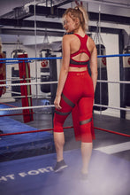 Load image into Gallery viewer, Wolf & Whistle Mesh Panel Crop Leggings Red