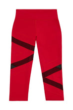 Load image into Gallery viewer, Wolf & Whistle Mesh Panel Crop Leggings Red