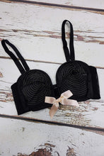Load image into Gallery viewer, Bettie Page Black/Peach Overwire Bra w/ Straps A - DD
