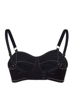 Load image into Gallery viewer, Bettie Page Black/Peach Spiral Stitch Bullet Bra A - F
