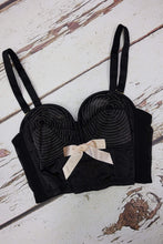 Load image into Gallery viewer, Bettie Page Longline Black/Peach Overwire Bra w/ Straps A - F
