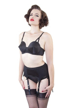 Load image into Gallery viewer, bettie page retro bullet bra pointed bra cone bra futuristic black 50s vintage 
