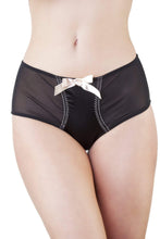 Load image into Gallery viewer, Bettie Page Black/Peach Z Stitch Highwaist Brief
