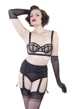 Load image into Gallery viewer, mesh high waist brief black bettie page retro vintage
