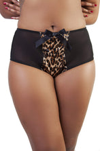 Load image into Gallery viewer, Bettie Page Leopard/Black Retro Z Stitch Highwaist Brief
