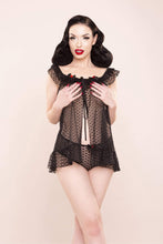 Load image into Gallery viewer, Bettie Page Dot Mesh Babydoll &amp; HW Pant
