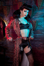 Load image into Gallery viewer, Bettie Page Leopard Print Satin Robe
