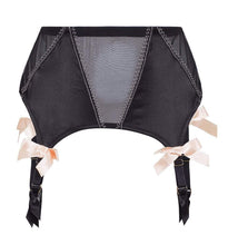 Load image into Gallery viewer, Bettie Page Black/Peach 4 Strap Suspender Belt
