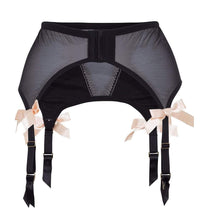 Load image into Gallery viewer, Bettie Page Black/Peach 4 Strap Suspender Belt
