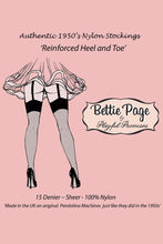 Load image into Gallery viewer, Bettie Page Fully Fashioned Nylon RHT Stockings - Black
