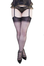Load image into Gallery viewer, Bettie Page Fully Fashioned Nylon RHT Stockings - Black
