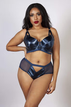 Load image into Gallery viewer, Gabi Fresh Kayla Metallic Leatherette Bra Midnight Blue B - H
