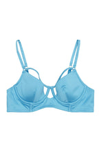 Load image into Gallery viewer, Peek &amp; Beau Dani Blue Strappy Satin Bra
