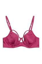 Load image into Gallery viewer, Peek &amp; Beau Dani Magenta Strappy Satin Bra
