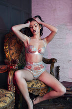 Load image into Gallery viewer, Peek &amp; Beau Quinn Gold leatherette &amp; lace HW brief
