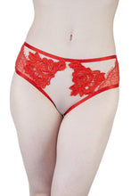 Load image into Gallery viewer, Peek &amp; Beau Audrey Red Crochet Lace Brief

